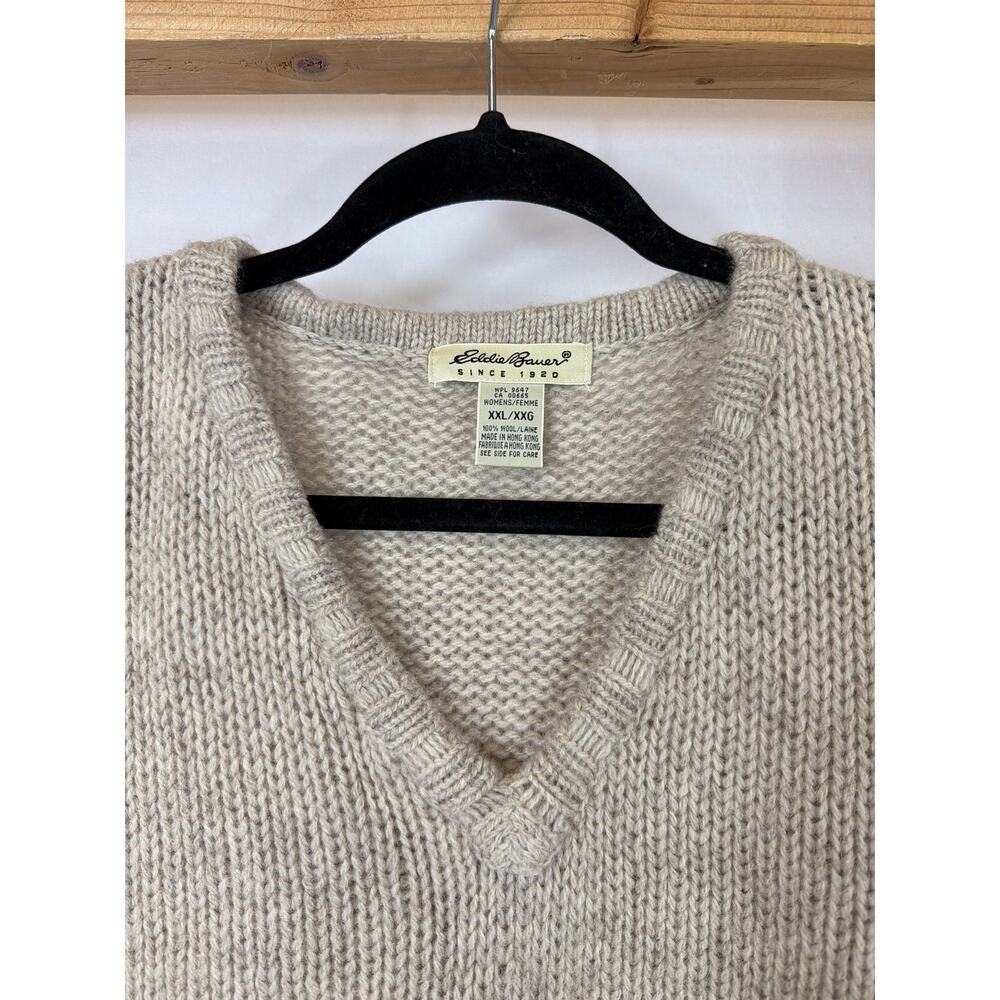 Vintage Eddie Bauer Cream Tree Pattern Wool Sweater Size XXL - Picture 2 of 7